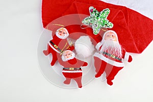 Santa dolls on a white background