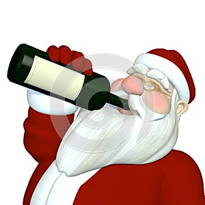 Santa Drinking Wine