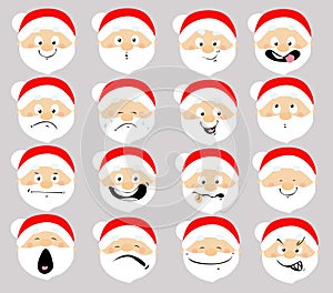 Santa Emoticon Icon Flat Design Cartoon Face Vector