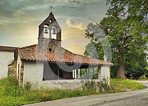 Santa Eulalia de Ques church, Ques valley, PiloÃÂ±a municipality, Asturias, Spain photo