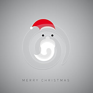 Santa face simple flat abstract symbol, Christmas card, s