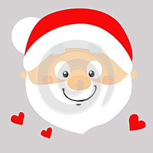 Santa Flat Design Cartoon Face in Love - Vector