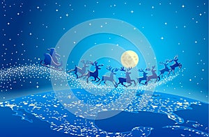 Santa flying in the sky