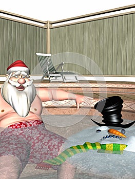 Santa and Frosty Hot Tub