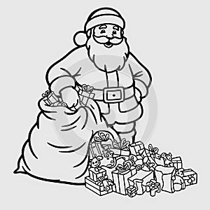 Santa with a giant sack of toys. photo