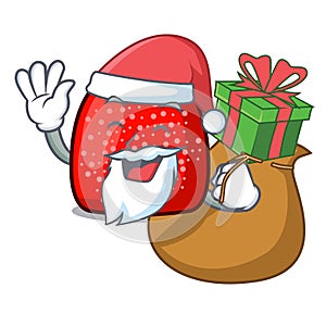 Santa with gift gumdrop mascot cartoon style