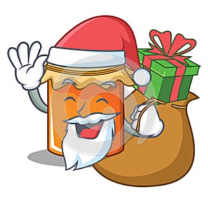 Santa with gift jam mascot cartoon style