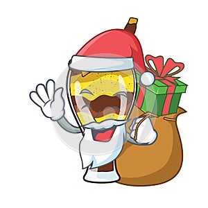 Santa with gift mangonada fruit mascot cartoon