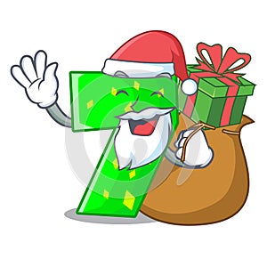 Santa with gift number seven isolated on the mascot