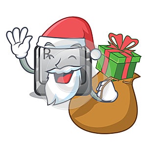 Santa with gift R button in the cartoon game