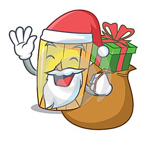 Santa with gift tamale with corn leaf in cartoon