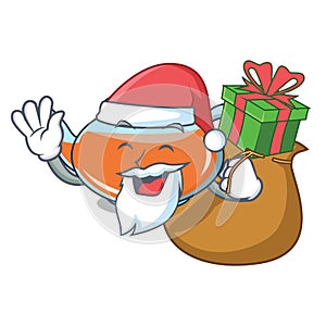 Santa with gift transparent teapot character cartoon