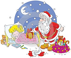 Santa with gifts for a child