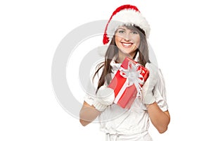 Santa girl with gift photo