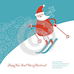 Santa go alpine skis