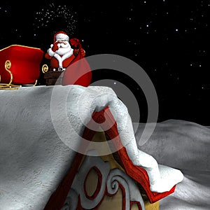 Santa Going Down Chimney 1