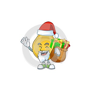 Santa gold hair serum Cartoon character design with sacks of gifts