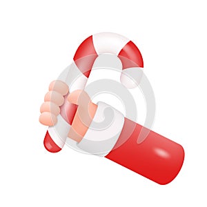 Santa Hand Holding Christmas Candy Cane