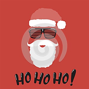 Santa hat and beard with hohoho message.