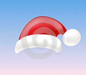 Santa hat, bright design template. Christmas decoration element in a realistic cartoon style.