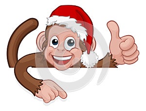 Santa Hat Christmas Monkey Cartoon Character