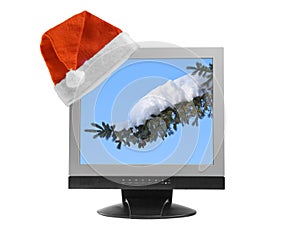 Santa hat on a computer display