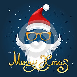 Santa hat, glasses and beard poster