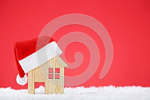 Santa hat with house model