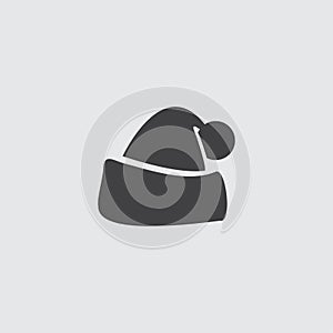 Santa hat icon icon in a flat design in black color. Vector illustration eps10