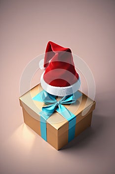 Santa hat on top of a gift box, christmas wallpaper, xmas time