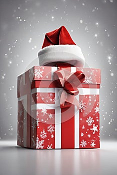 Santa hat on top of a gift box, christmas wallpaper, xmas time