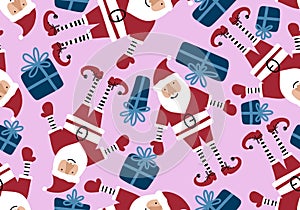 Santa hat winter seamless Christmas new year pattern for wrapping paper and fabrics and linens and kids clothes