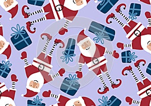 Santa hat winter seamless Christmas new year pattern for wrapping paper and fabrics and linens and kids clothes