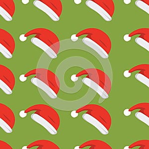Santa hats background. Christmas seamless pattern vector. New year cartoon red hat.