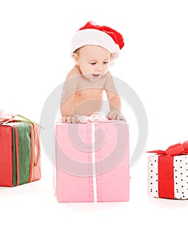 Santa helper baby with christmas gifts