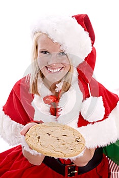 Santa helper with big cookie