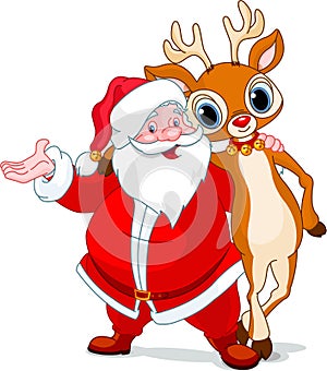 Santa and his reindeer Rudolf photo