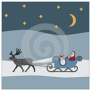 Santa and his sleigh in Christmas