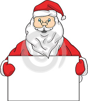 Santa holding display banner