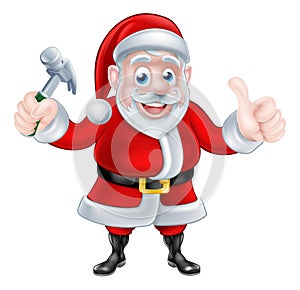 Santa Holding Hammer and Giving Thumbs Up