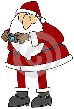 Santa holding a point & shoot camera