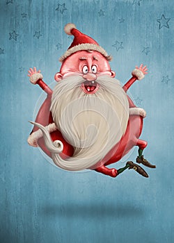Santa jumps and beats heels