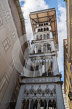 Santa Justa Lift, built in 1902 to connect the lower streets of the Baixa with Carmo Square. Lisbon, Portugal photo