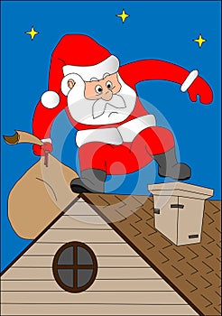 Santa Klaus on a house roof
