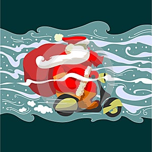 Santa Klaus on a moped