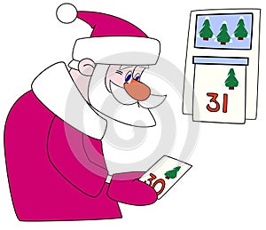 Santa-klaus tears off a calendar leaf