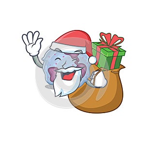 Santa leukocyte cell Cartoon character design having box of gift