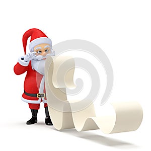 Santa with a long wishlist photo