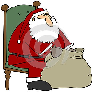 Santa Looking In His Giftbag