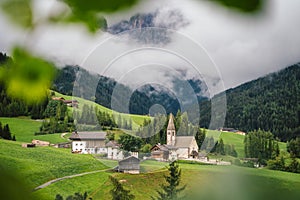 Santa Maddalena church in the Dolomites, Val di Funes, Italy, Europe